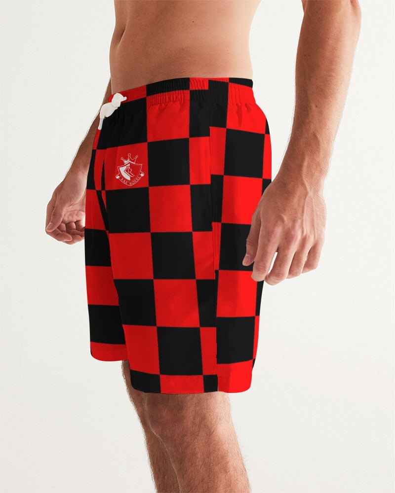 Red Checkered Men's Swim Trunk