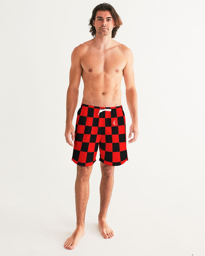 Red Checkered Men's Swim Trunk