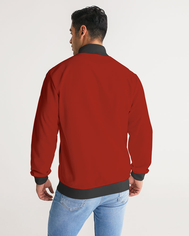 Kre'Cherry Red Men's Stripe-Sleeve Track Jacket